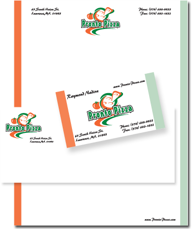 Stationery Design Pronto Pizza